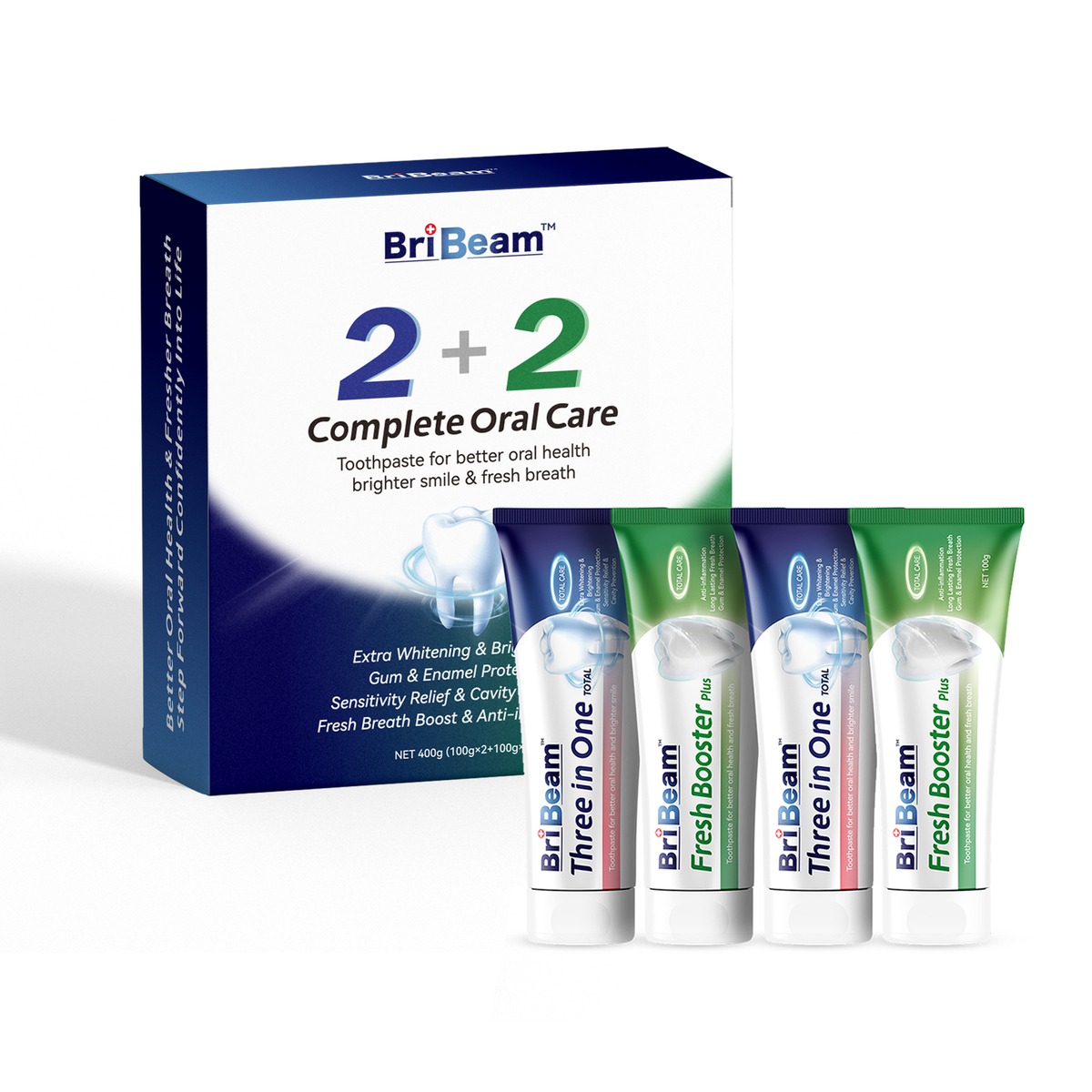 BRIBEAM 2+2 Complete Oral Care Toothpaste Set