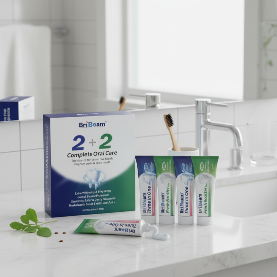 BRIBEAM 2+2 Complete Oral Care Toothpaste Set
